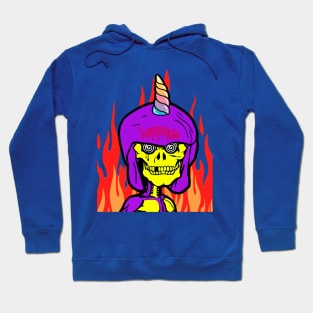 hellfire Unicorn Skull Brain Terminator Candy Unicorn Blast Surreal Pop Art Steam Punk Hoodie